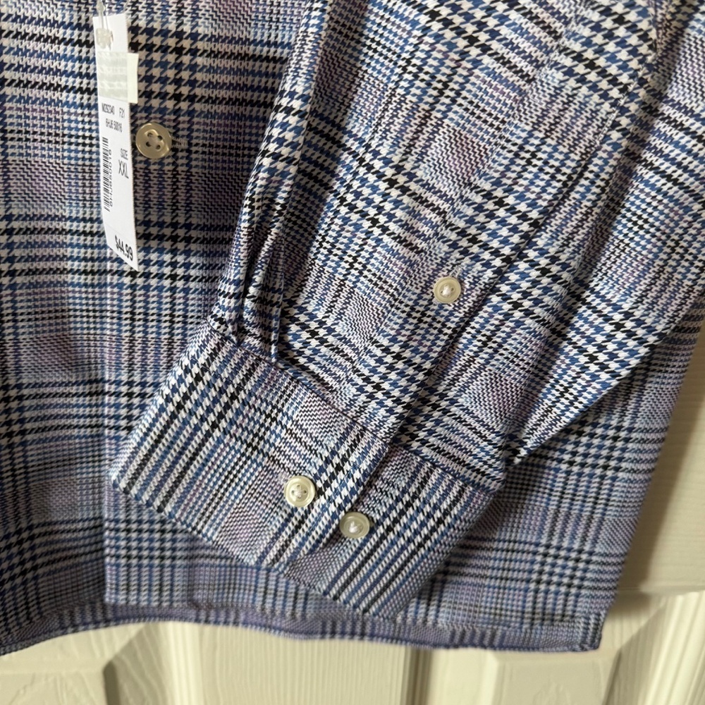 Egara Men’s XXL Dress Shirt Plaid Check Long Sleeve Button Up - Picture 5 of 7